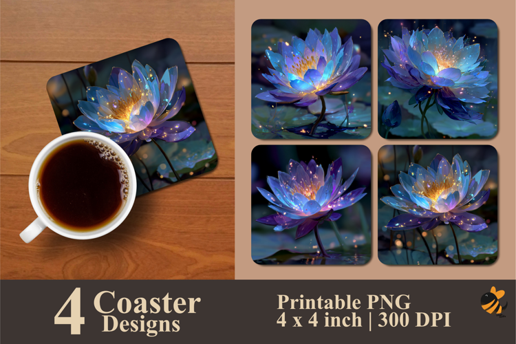 Sparkling Lotus Coaster Sublimation Design