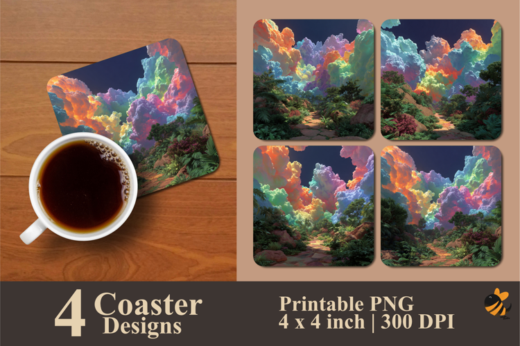 Bright Colorful Sky Coaster Sublimation Design