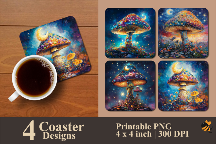 Big Mushroom Coaster Sublimation Design