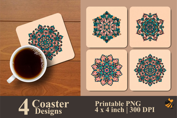 Flower Cactus Coaster Sublimation Design