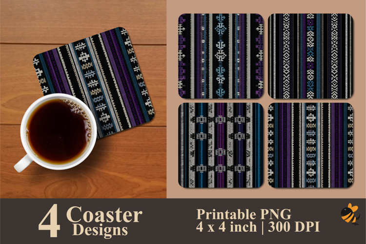 Batik Stripes Coaster Sublimation Design