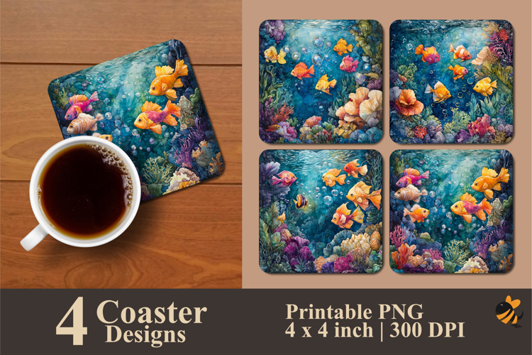 Underwater World Coaster Sublimation Design