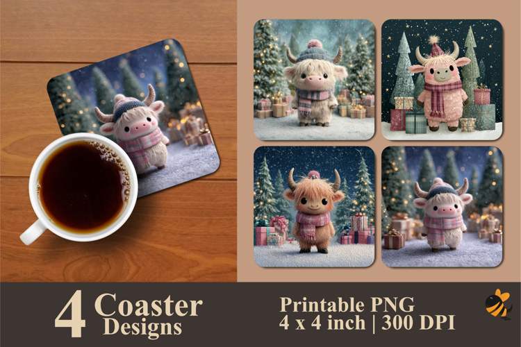 Happy Cow World Coaster Sublimation Design