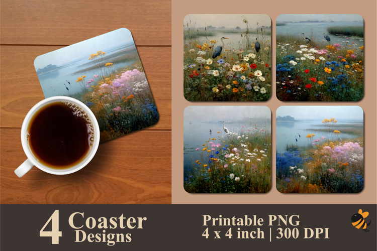 Lake Charm Coaster Sublimation Design