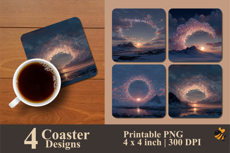 Sunset Panorama Coaster Sublimation Design