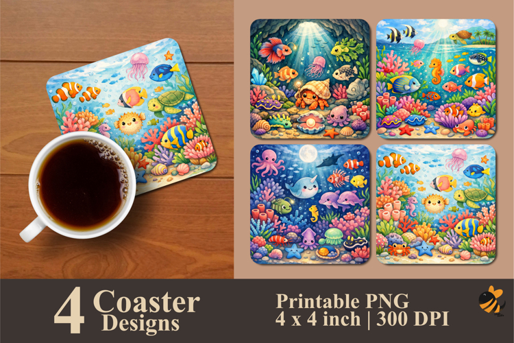 Aquatic Paradise Coaster Sublimation Design