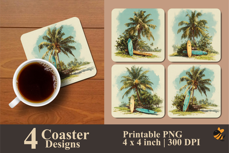 Classic Surf Moment Coaster Sublimation Design