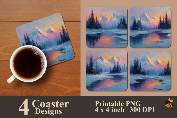 Winter Lake Coaster Sublimation Design