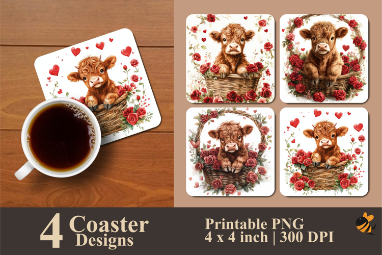 Unique Tiny Cow Coaster Sublimation Design