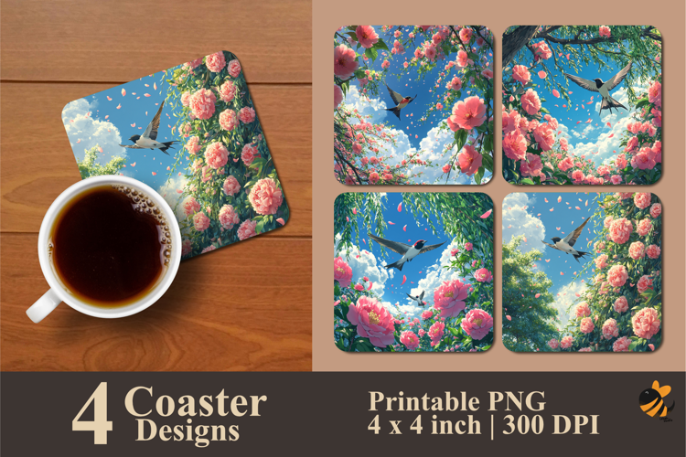Wild Bird Coaster Sublimation Design