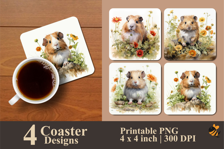 Marmot Hiding Coaster Sublimation Design