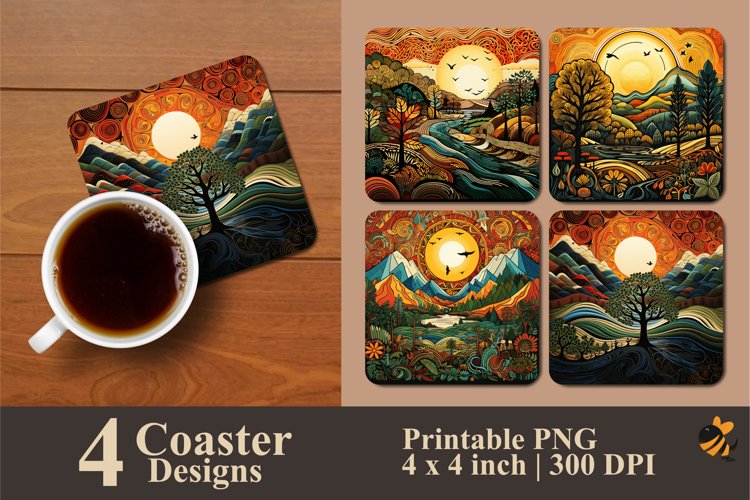 Tribal Nature Coaster Sublimation Designs example image 1