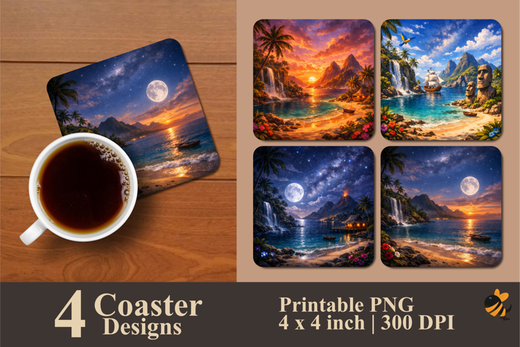 Tropical Fantasy Coaster Sublimation Design