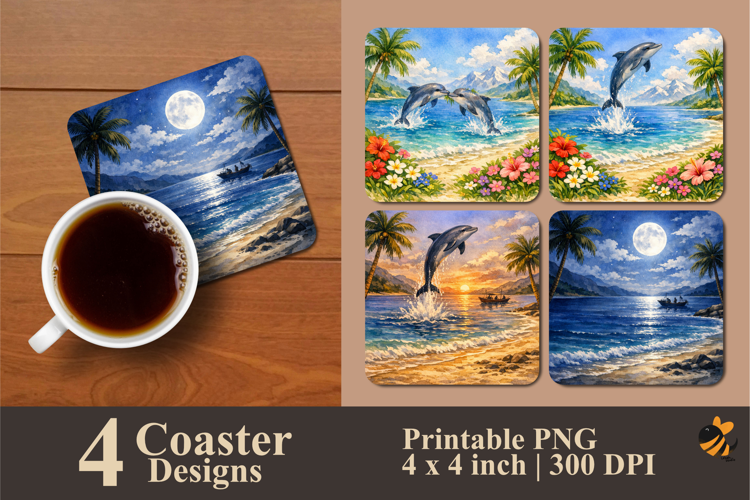 Sunset Leap Coaster Sublimation Design