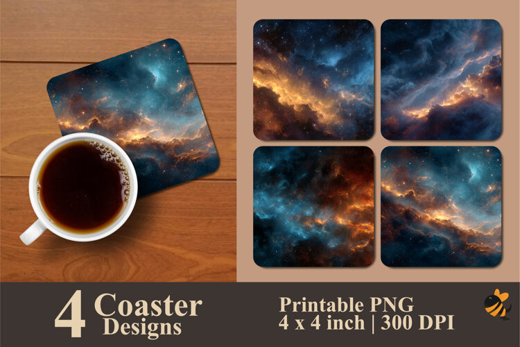 Starry Clouds Coaster Sublimation Design example image 1
