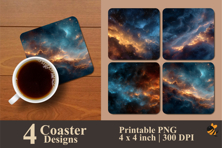 Starry Clouds Coaster Sublimation Design