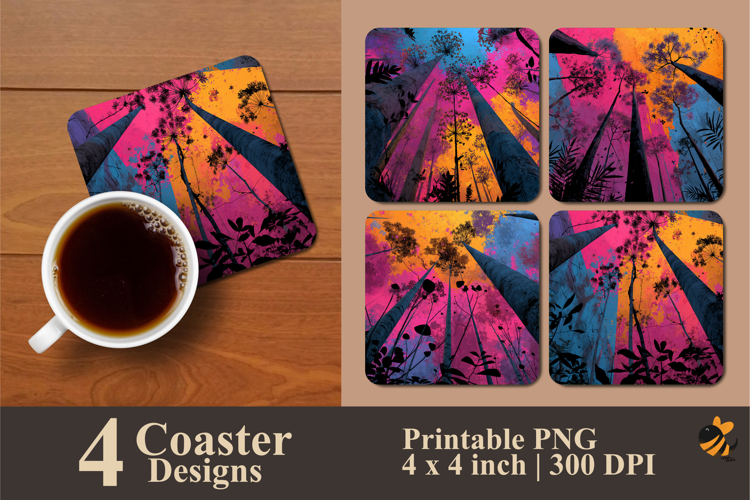 Towering Tree Coaster Sublimation Design