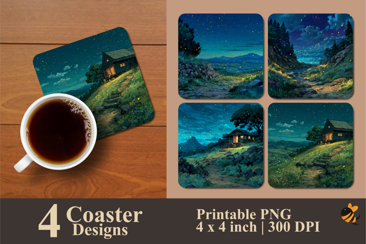 Night Hill Coaster Sublimation Design