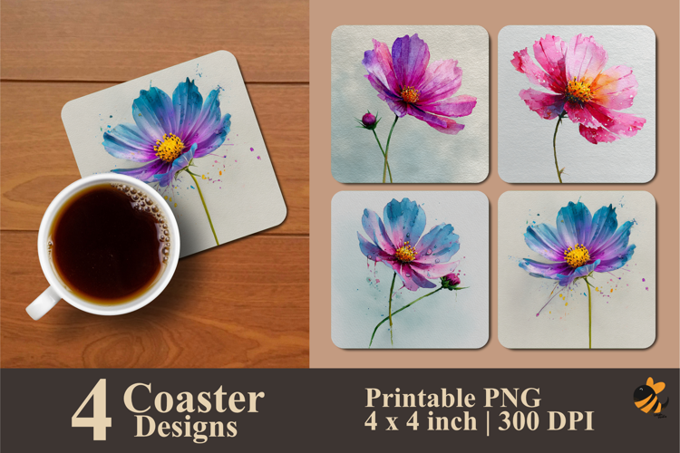 Cosmo Flower Coaster Sublimation Design