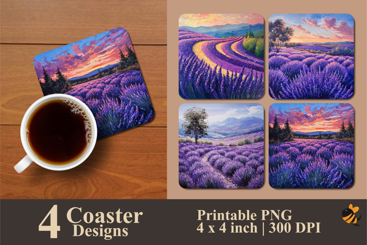 Lavender Garden Coaster Sublimation Design