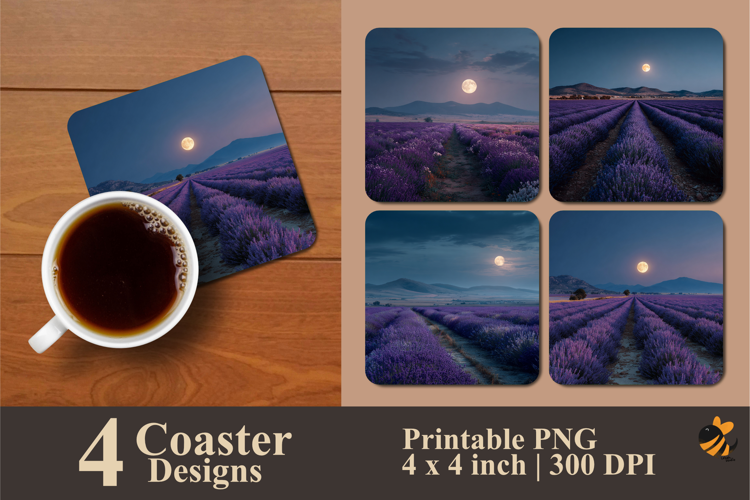 Lavender at Night Coaster Sublimation Design