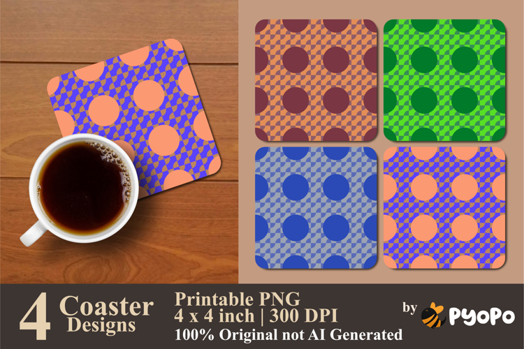 Circle Mirage Coaster Sublimation Design