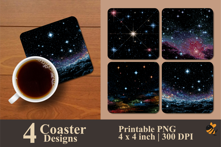 Pixel Starfield Coaster Sublimation Design