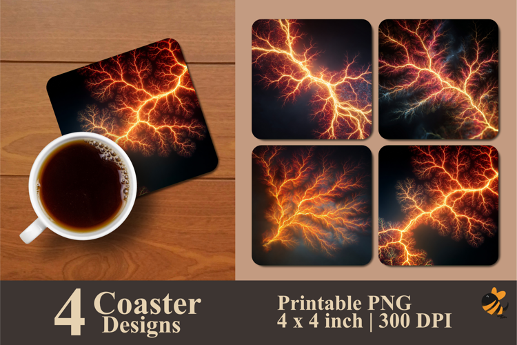 Flaming Roots Coaster Sublimation Design