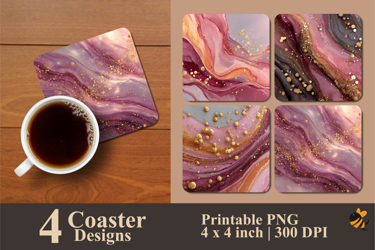 Glittering Pink Gold Coaster Sublimation Design