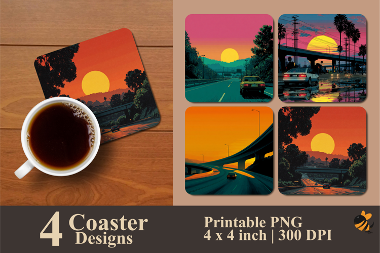 Sunset Run Coaster Sublimation Design
