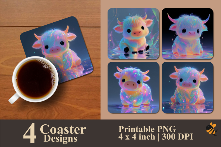 Sparkling Cow Coaster Sublimation Design