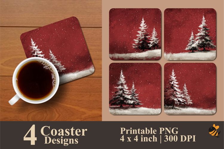 Winter Pines Harmony Coaster Sublimation Design