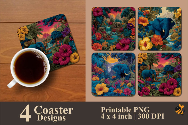 Neon Jungle Coaster Sublimation Design