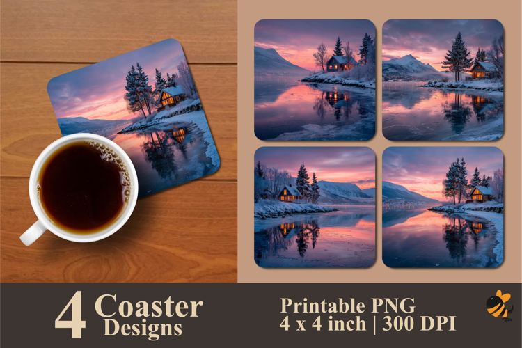 Snowy Illusion Coaster Sublimation Design