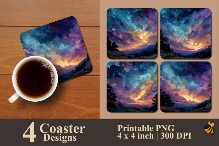 Full of Stars Coaster Sublimation Design