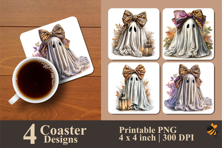 Halloween Ghost Coaster Sublimation Design