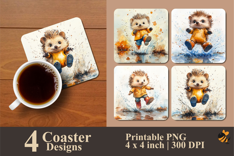 Little Hedgehog Coaster Sublimation Design