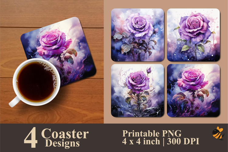 Purple Fantasy Coaster Sublimation Design