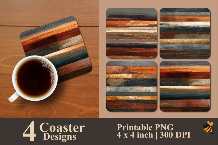 Wood Texture Coaster Sublimation Design