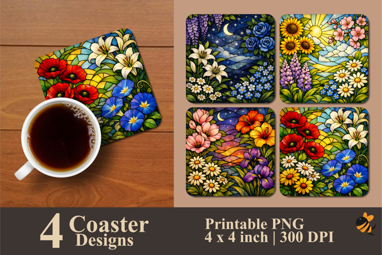Twilight Bloom Coaster Sublimation Design