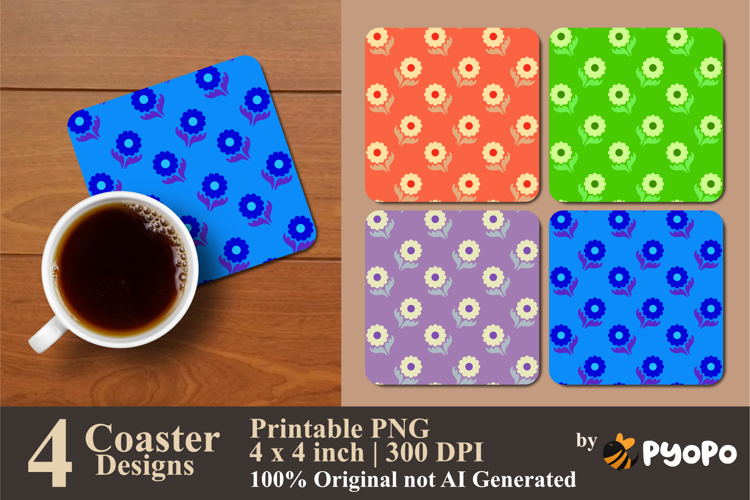 Sunny Bloom Coaster Sublimation Design