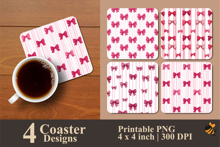 Ribbon Pattern Coaster Sublimation Design