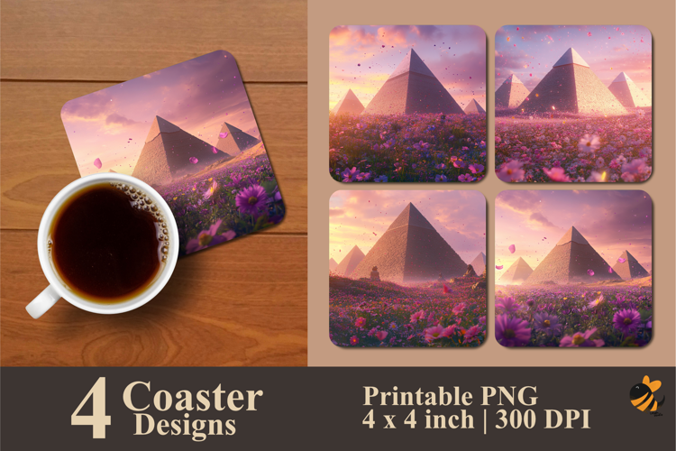 Flower Pyramid Coaster Sublimation Design