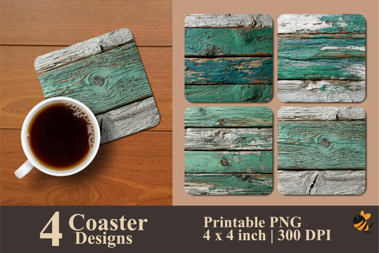 Green Wood Coaster Sublimation Design