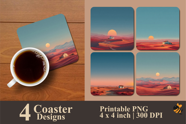 Minimalist Desert Coaster Sublimation Design