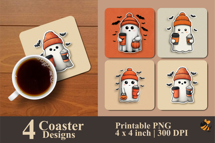 Cute Spooky Coaster Sublimation Design