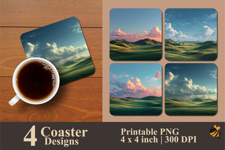 Calm Rolling Hills Coaster Sublimation Design