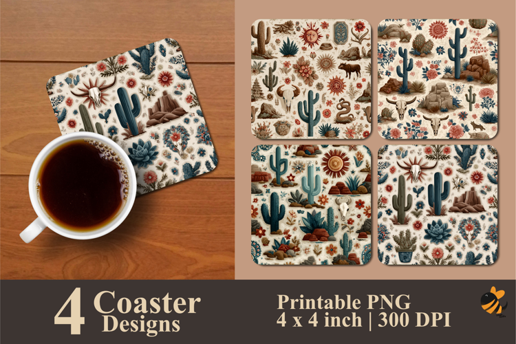 Desert Pattern Coaster Sublimation Design
