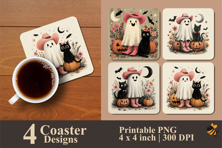 Spooky Night Coaster Sublimation Design example image 1