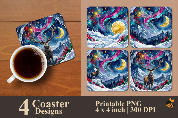 Celestial Winter Dream Coaster Sublimation Design